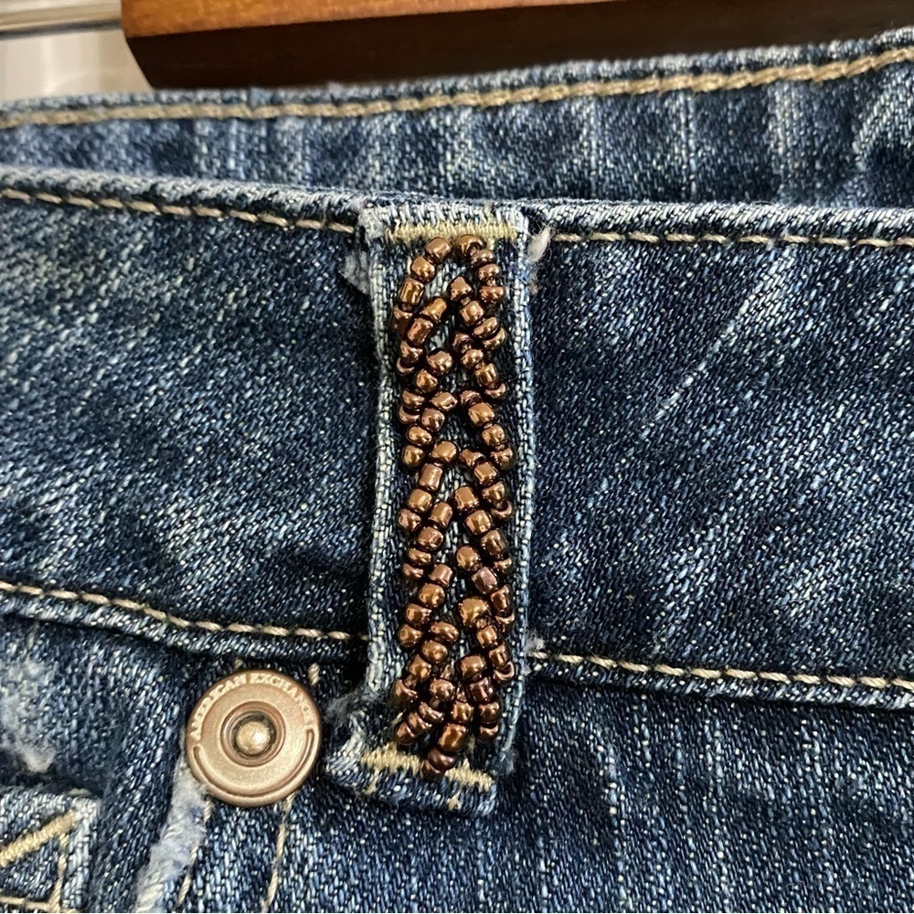 Vintage American Exchange boho embellished kick crop jeans size 32 - Picture 13 of 16